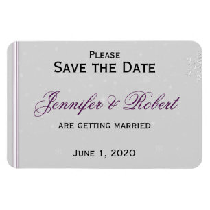 White Snowflakes Silver Wedding Save the Date Magnet
