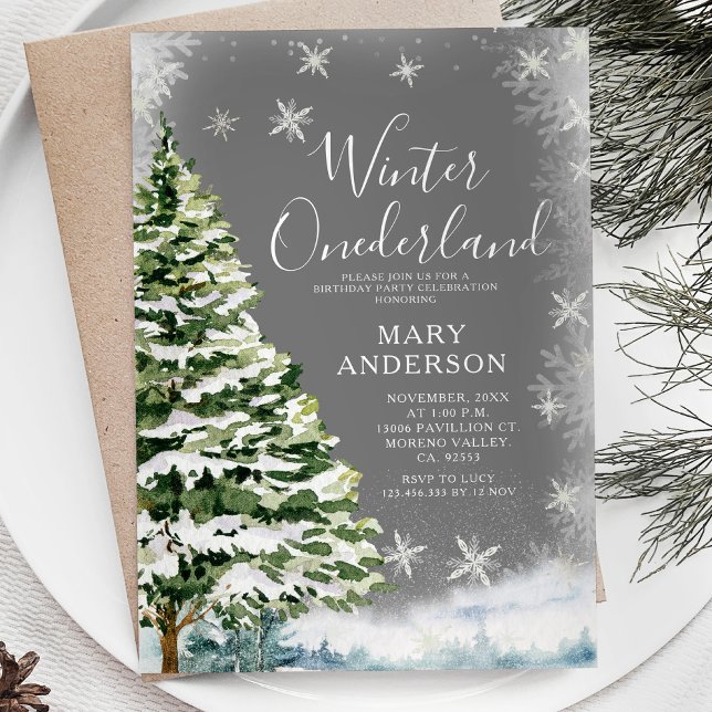 White Snowflakes Winter Onederland 1st Birthday Invitation (Creator Uploaded)