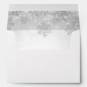White Snowflakes Winter Wonderland Wedding  Envelope