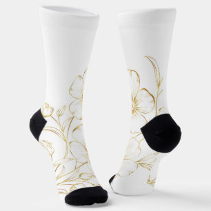 White socks with black cuffs feature a delicate 