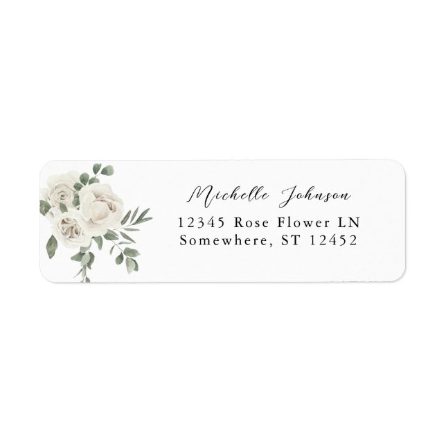 White Soft Floral & Eucalyptus Adresse de retour 2 (Devant)