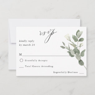 White Soft Floral & Eucalyptus no Meal RSVP 2