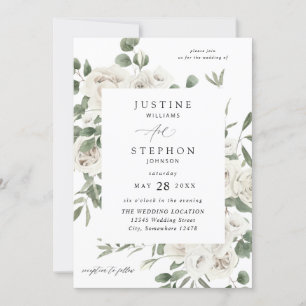 White Soft Floral Wedding 5 Invitation
