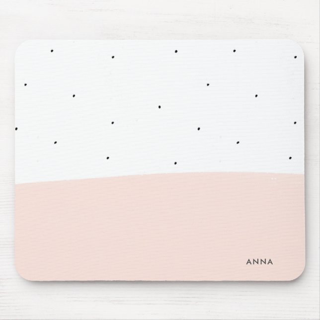 White & soft pink brushstrokes modern design mouse pad (Front)