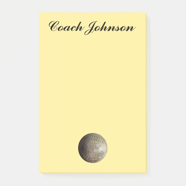 White Softball Image Post-it Notes (Front)