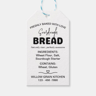 White Sourdough Bread Bakery Tags with Care Tips