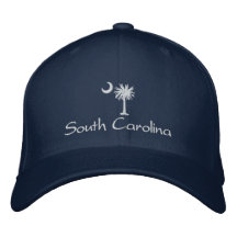 White South Carolina Palmetto Moon Embroidered Hat