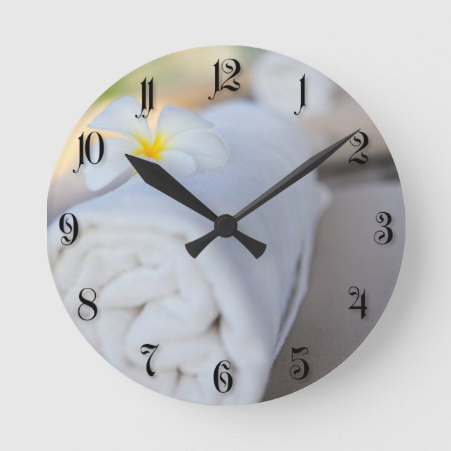 White SPA towel Round Clock (Front)