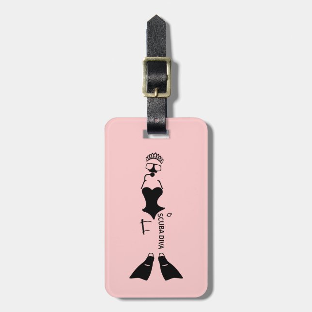 White Space Scuba Diva Luggage Tag (Front Vertical)