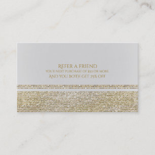 White & Sparking Gold Glam Bling Refer a Friend Referral Card