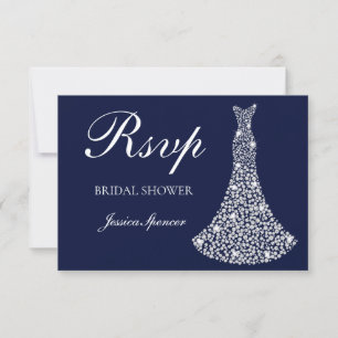 White Sparkle Dress Birthday / Bridal Shower RSVP Card