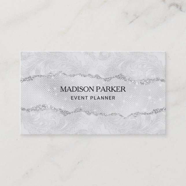 White Sparkle Glitter  Business Card (Front)