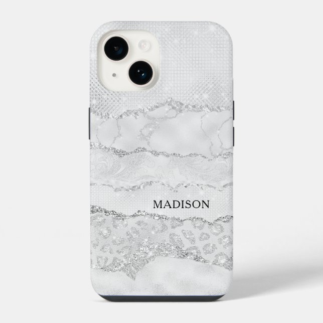 White Sparkle Glitter  iPhone Case (Back)