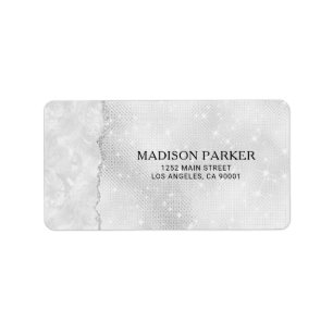 White Sparkle Glitter  Label