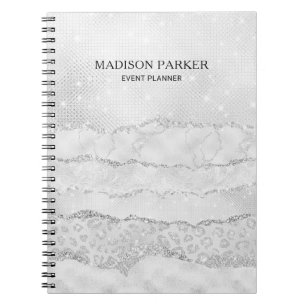 White Sparkle Glitter Notebook