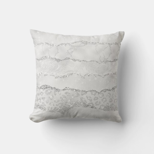White Sparkle Glitter  Throw Pillow (Front)