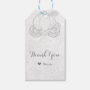 White Sparkling Cinderella Carriage Party Favour Gift Tags