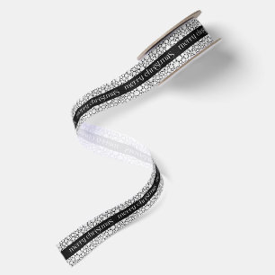 White Sparkling Gemstones Merry Christmas Text Satin Ribbon