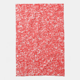 White Sparks And Red Glitter Pattern Kitchen Towel