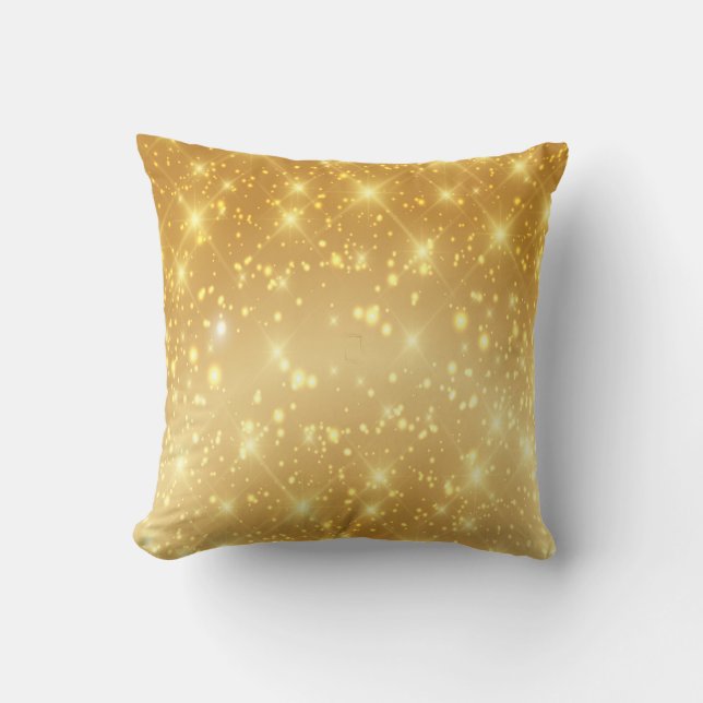White Sparks Gold Background Throw Pillow (Front)