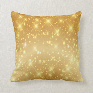 White Sparks Gold Background Throw Pillow