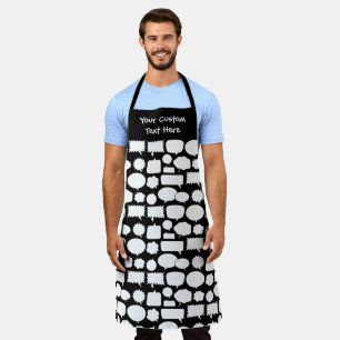White Speech Bubbles Pattern Apron