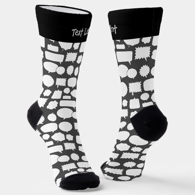 White Speech Bubbles Pattern Socks (Angled)