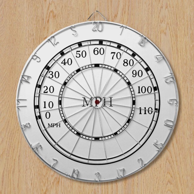 White Speedometer MPH Garage Dart Board (Add your initials and put it in your garage!)