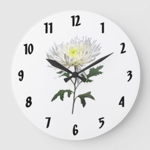 White Spider Mum Large Clock