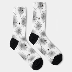 White Spider Web Halloween Crew Socks