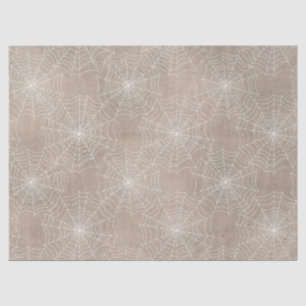 White Spider Webs on Tan Decoupage Tissue Paper