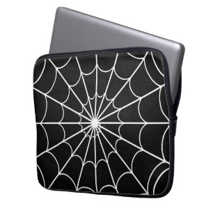 White Spider's Web Black Neoprene Laptop Sleeve