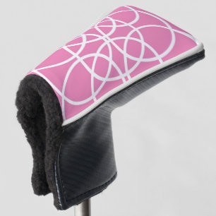 White Spiral Circles on Pink Golf Head Cover