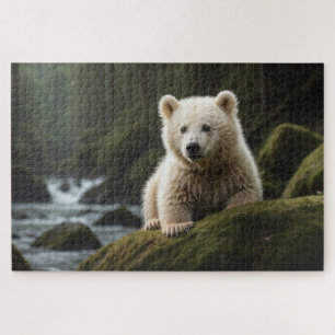 White Spirit Bear Cub Wildlife Art Jigsaw Puzzle