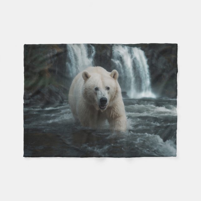 White Spirit Bear Fleece Blanket (Front (Horizontal))