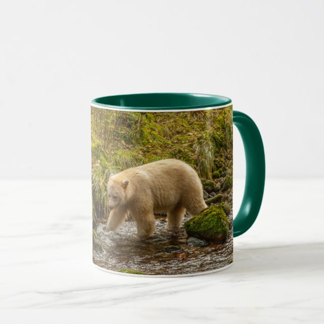 White Spirit Bear Hunts for fish on Riordan Creek Mug (Front Right)