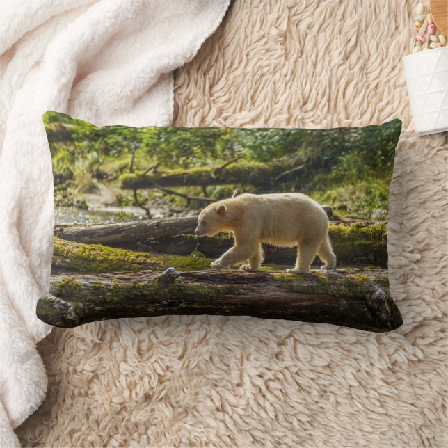White Spirit Bear Hunts Lumbar Pillow (Blanket)