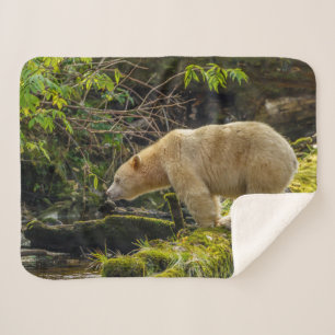 White Spirit Bear Sherpa Blanket