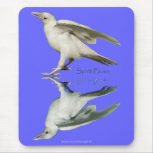 White Spirit Raven Wildlife Art Mousepad