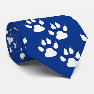 White Sports Mascot CLAW Paw On Dark Blue Tie