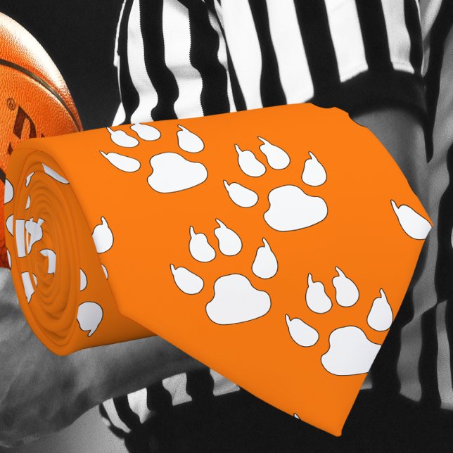 White Sports Mascot CLAW Paw On Orange Tie (Creator Uploaded)