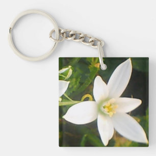 White Spring Bloom Keychain