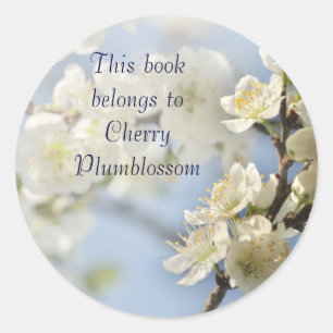 White spring blossoms classic round sticker