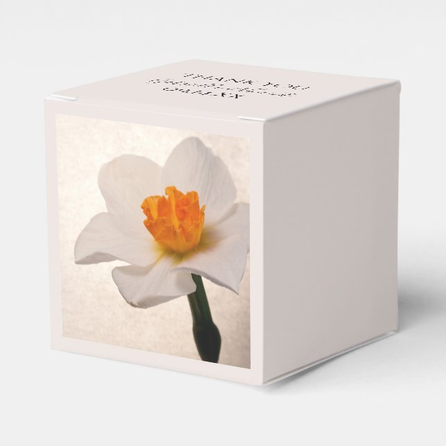 White Spring Daffodil Wedding Favor Box (Front Side)