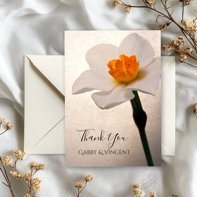 White Spring Daffodil Wedding Flat Thank You Notes (Creator Uploaded)