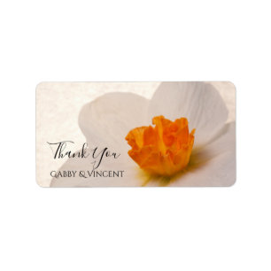 White Spring Daffodil Wedding Thank You Favour Tag