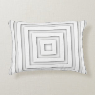 White Square Geometric Accent Pillow