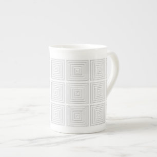 White Square Geometric Bone China Mug