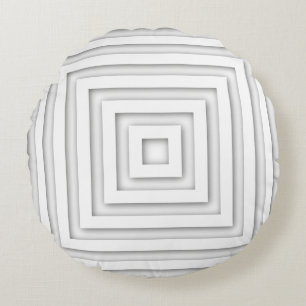 White Square Geometric Round Pillow