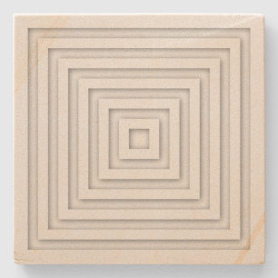 White Square Geometric Stone Coaster